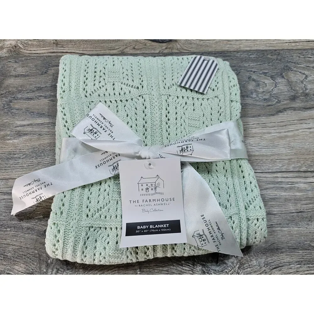 Rachel Ashwell The Farmhouse Knit Baby Blanket Green